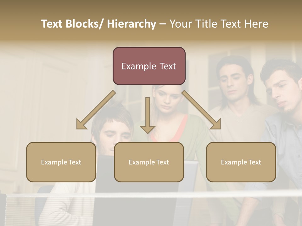 Colleagues Looking At Laptop Computer PowerPoint Template