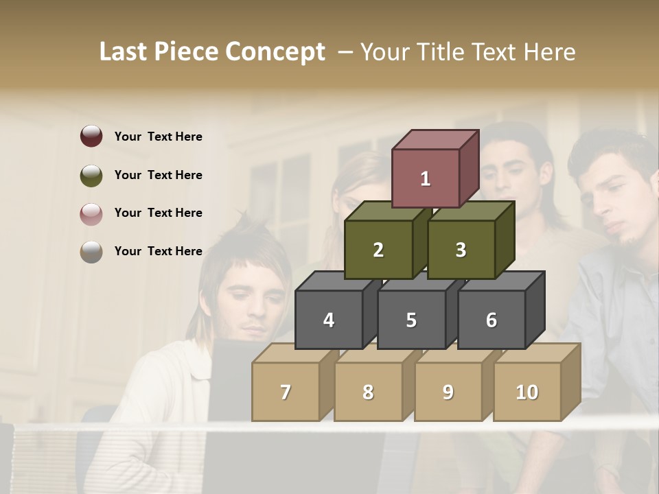 Colleagues Looking At Laptop Computer PowerPoint Template