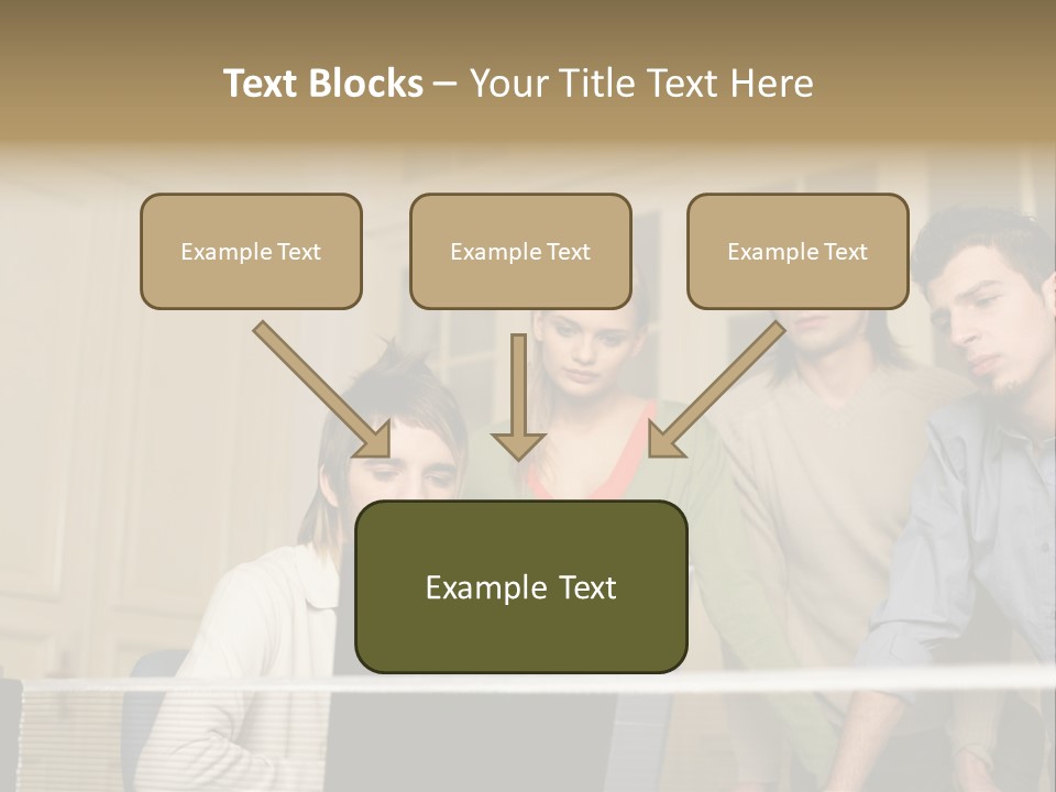 Colleagues Looking At Laptop Computer PowerPoint Template
