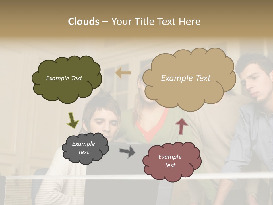 Colleagues Looking At Laptop Computer PowerPoint Template