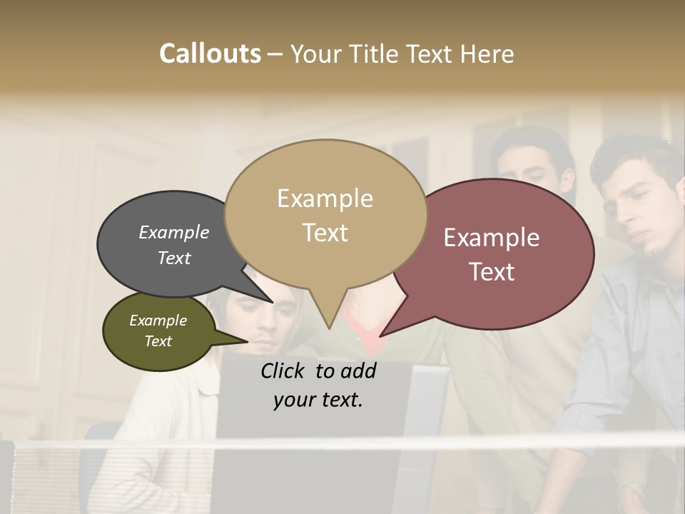 Colleagues Looking At Laptop Computer PowerPoint Template
