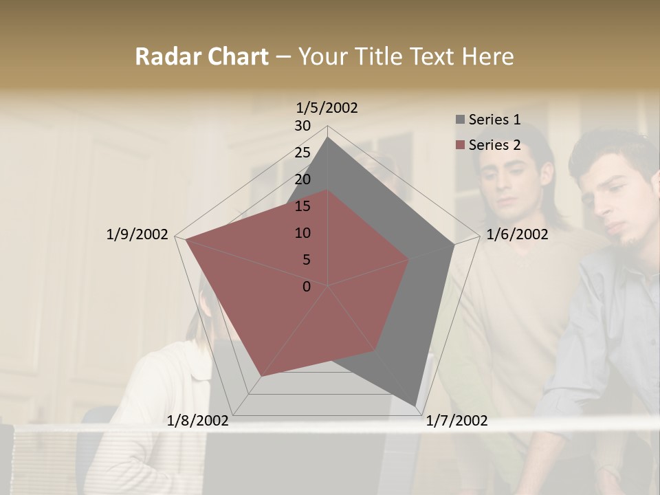 Colleagues Looking At Laptop Computer PowerPoint Template