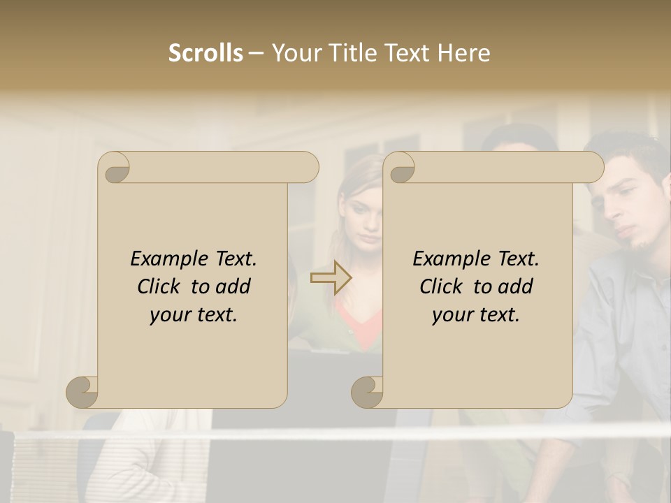 Colleagues Looking At Laptop Computer PowerPoint Template