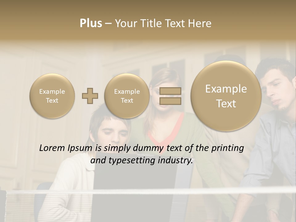 Colleagues Looking At Laptop Computer PowerPoint Template