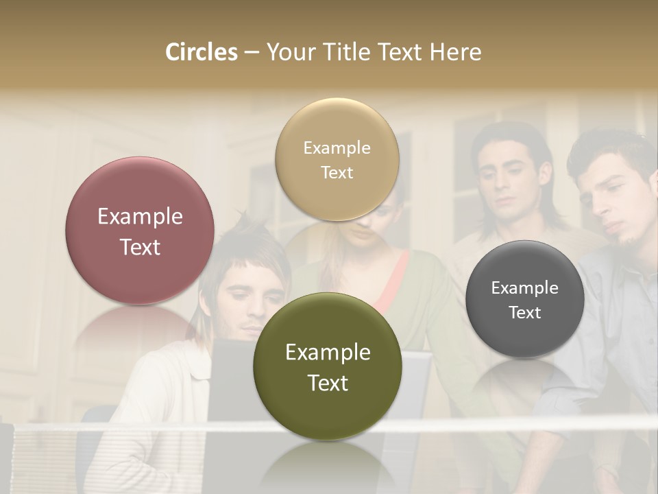 Colleagues Looking At Laptop Computer PowerPoint Template