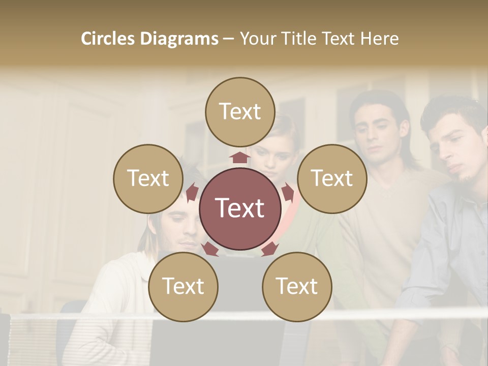 Colleagues Looking At Laptop Computer PowerPoint Template