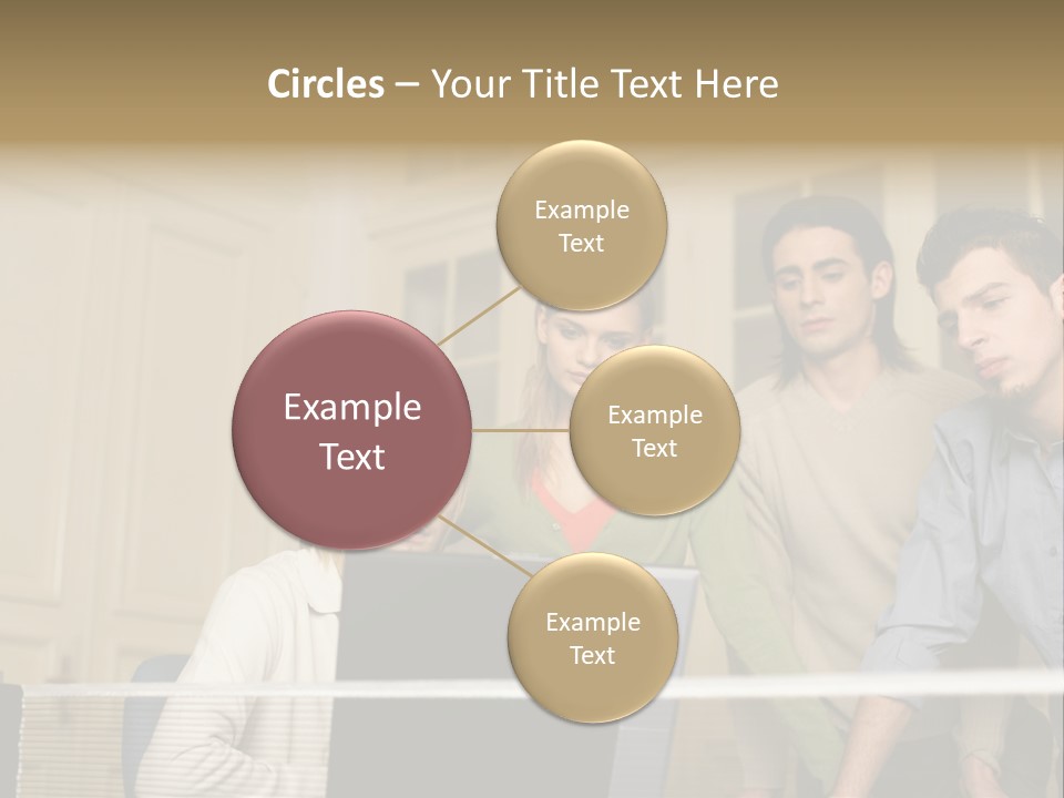 Colleagues Looking At Laptop Computer PowerPoint Template