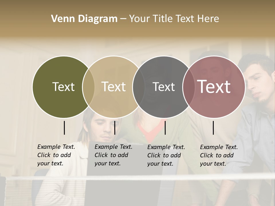 Colleagues Looking At Laptop Computer PowerPoint Template