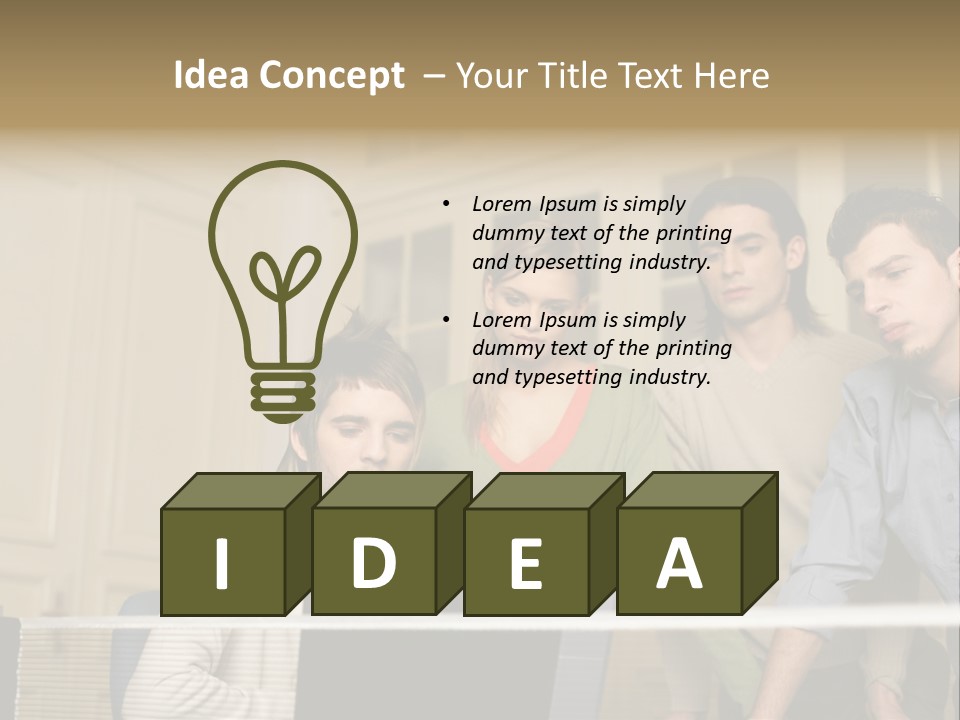 Colleagues Looking At Laptop Computer PowerPoint Template