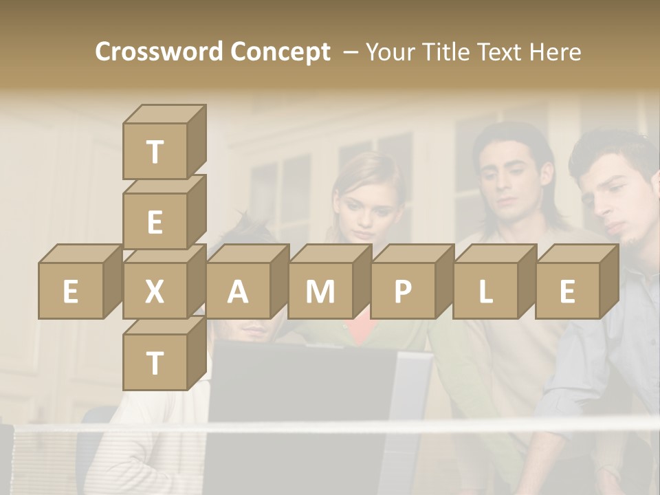 Colleagues Looking At Laptop Computer PowerPoint Template