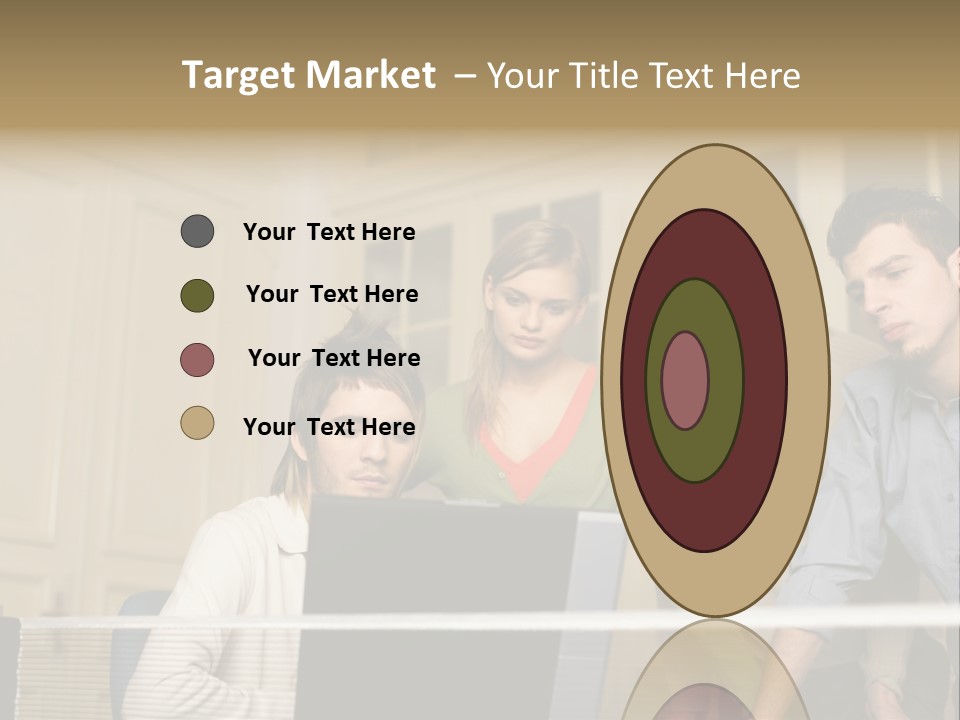 Colleagues Looking At Laptop Computer PowerPoint Template