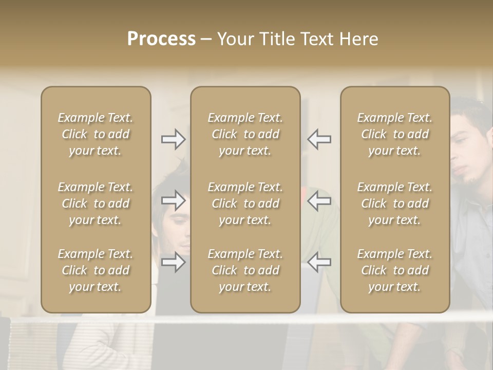 Colleagues Looking At Laptop Computer PowerPoint Template