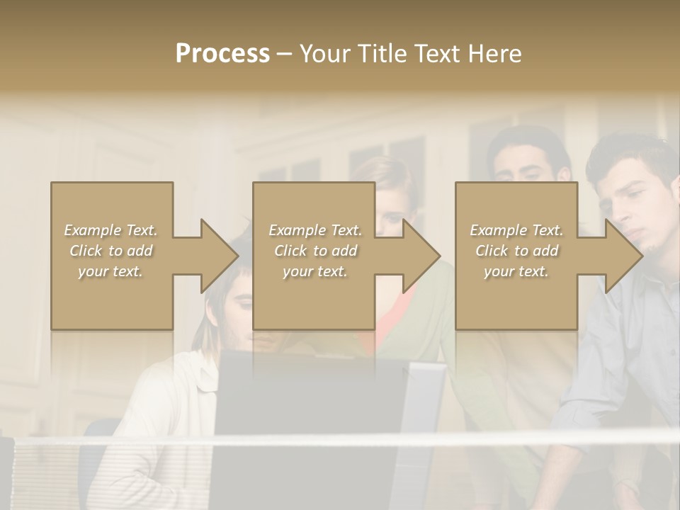 Colleagues Looking At Laptop Computer PowerPoint Template