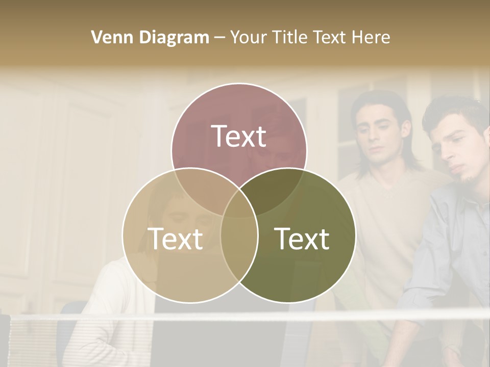 Colleagues Looking At Laptop Computer PowerPoint Template