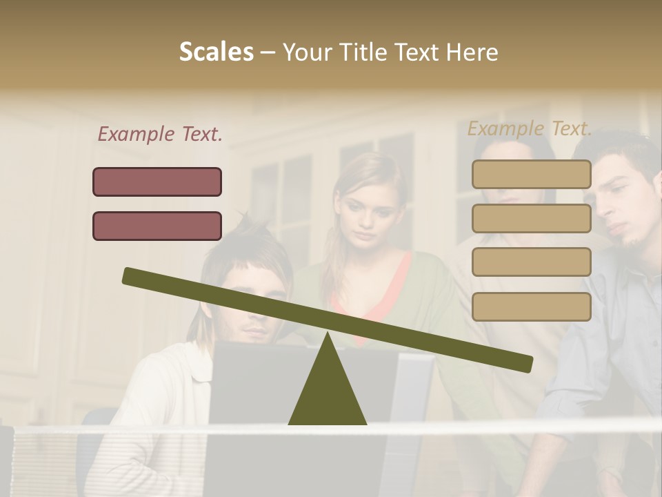 Colleagues Looking At Laptop Computer PowerPoint Template