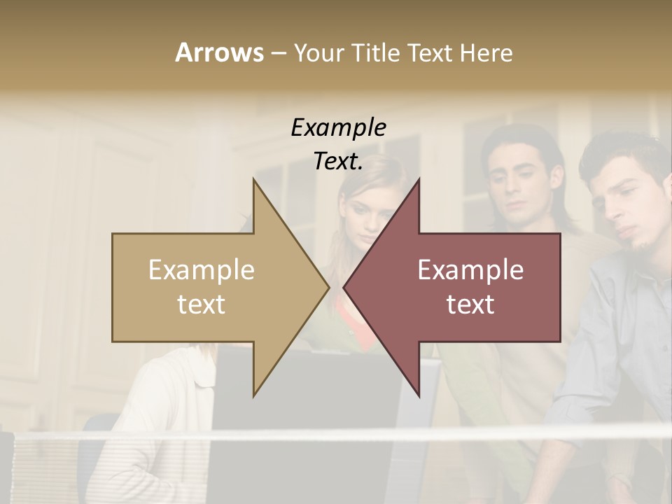 Colleagues Looking At Laptop Computer PowerPoint Template
