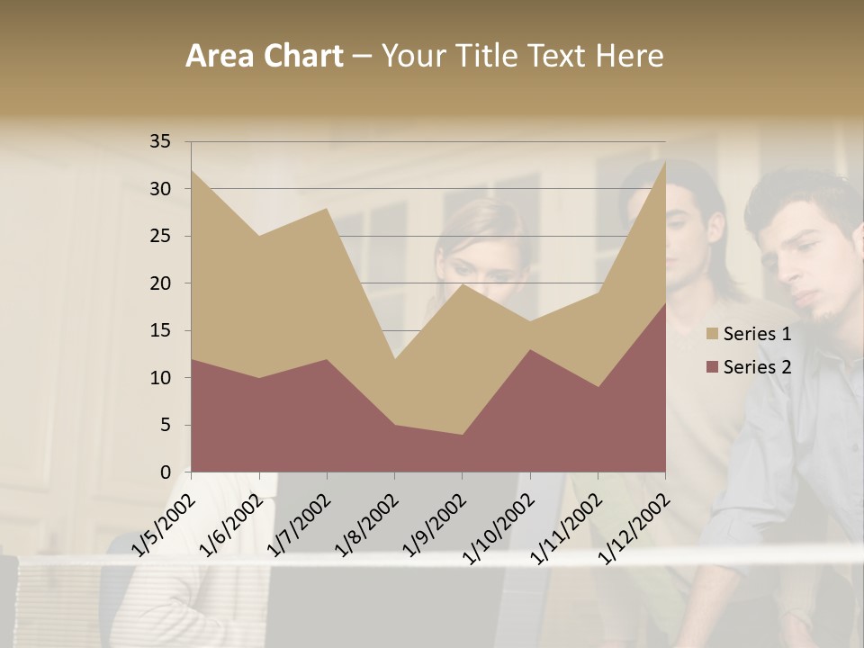 Colleagues Looking At Laptop Computer PowerPoint Template