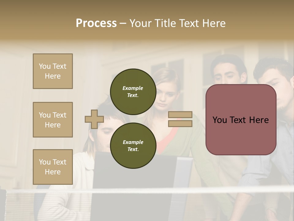 Colleagues Looking At Laptop Computer PowerPoint Template