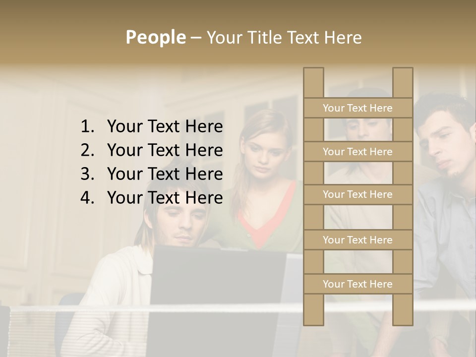 Colleagues Looking At Laptop Computer PowerPoint Template