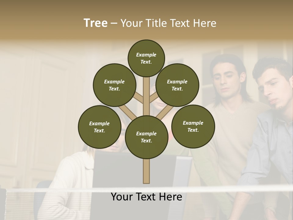 Colleagues Looking At Laptop Computer PowerPoint Template