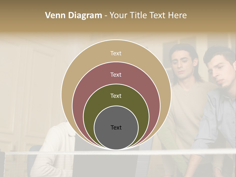 Colleagues Looking At Laptop Computer PowerPoint Template