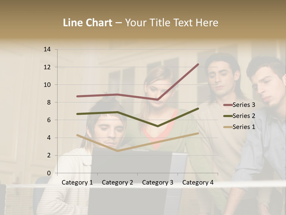 Colleagues Looking At Laptop Computer PowerPoint Template