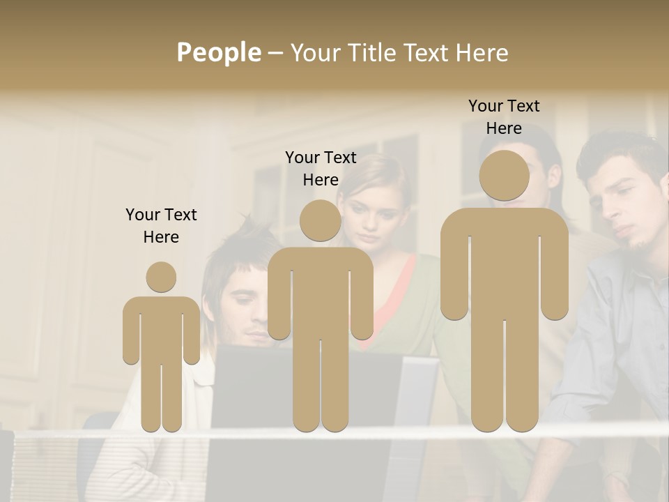 Colleagues Looking At Laptop Computer PowerPoint Template