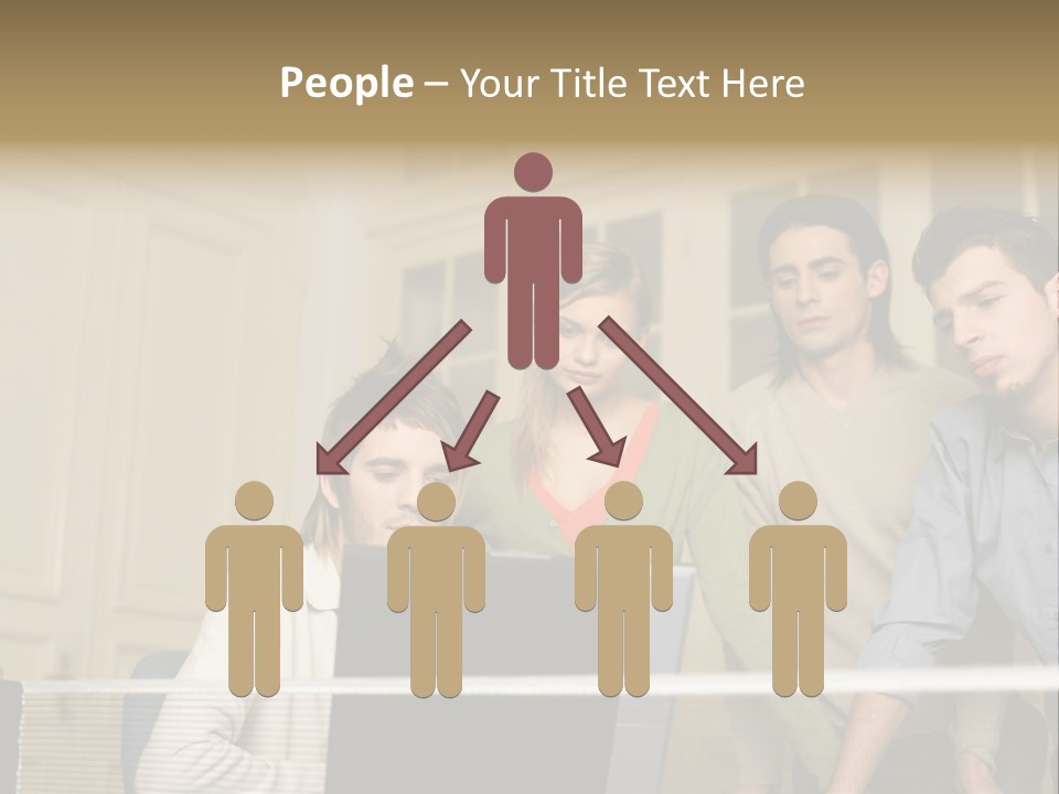 Colleagues Looking At Laptop Computer PowerPoint Template