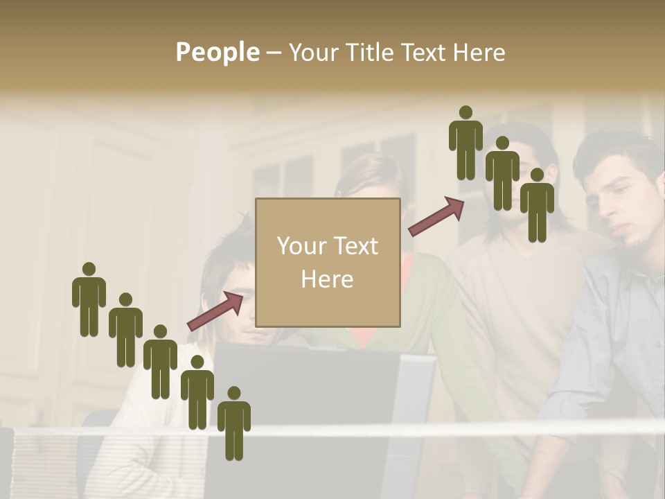 Colleagues Looking At Laptop Computer PowerPoint Template