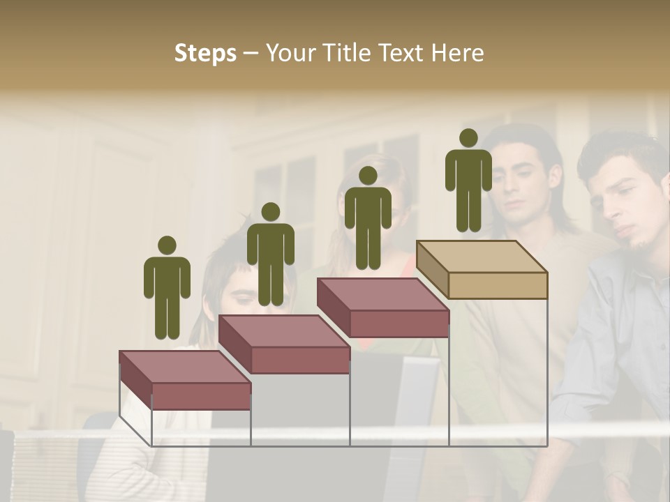 Colleagues Looking At Laptop Computer PowerPoint Template