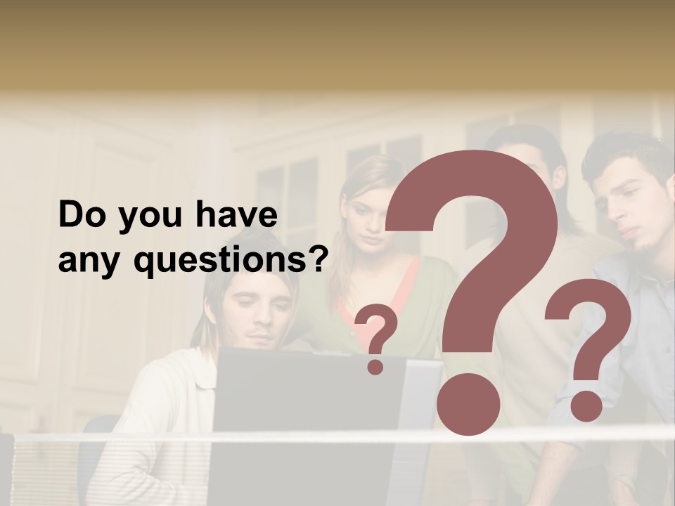 Colleagues Looking At Laptop Computer PowerPoint Template