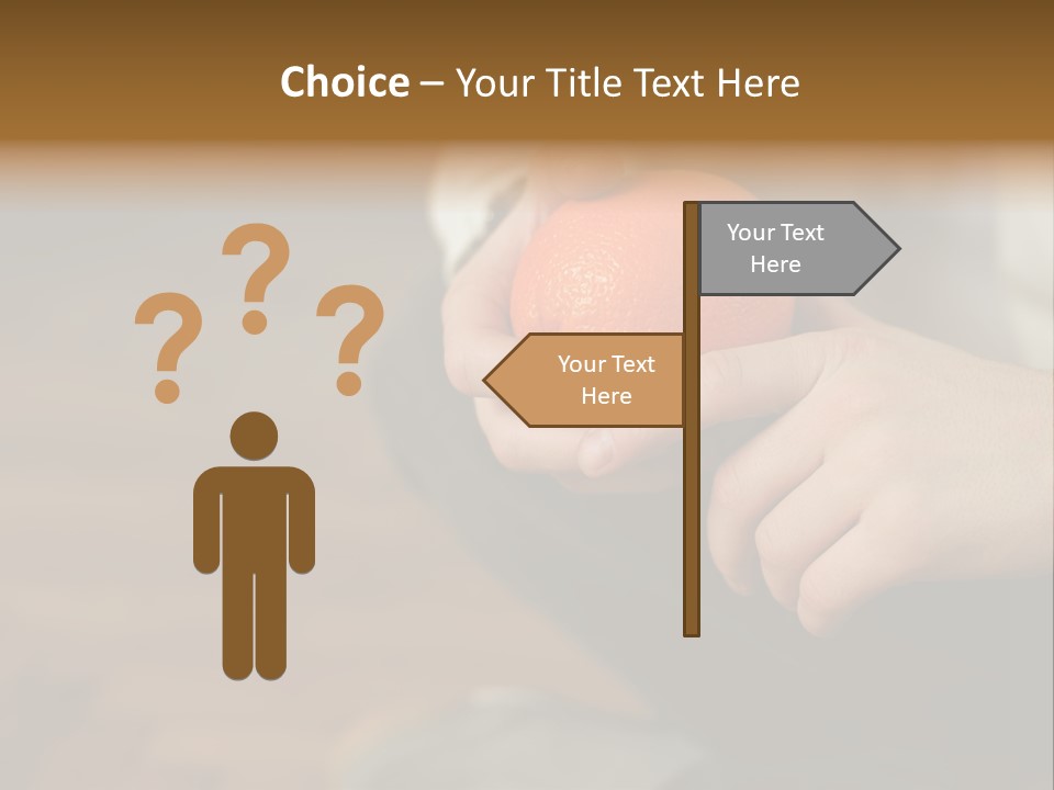 Man Sitting On Floor Holding An Orange PowerPoint Template