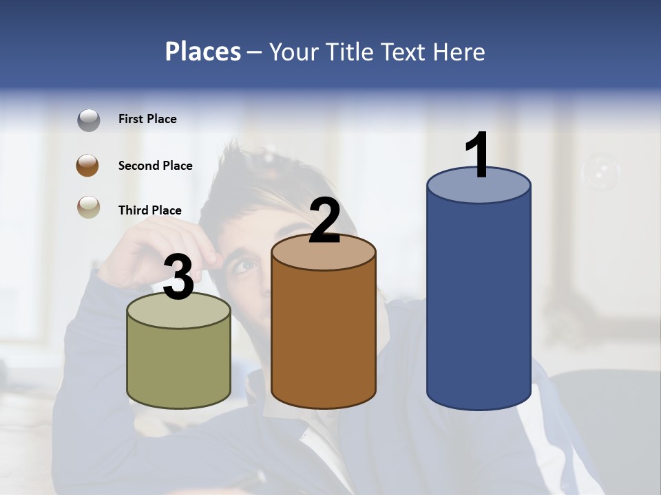 Man Looking At Floating Bubbles PowerPoint Template