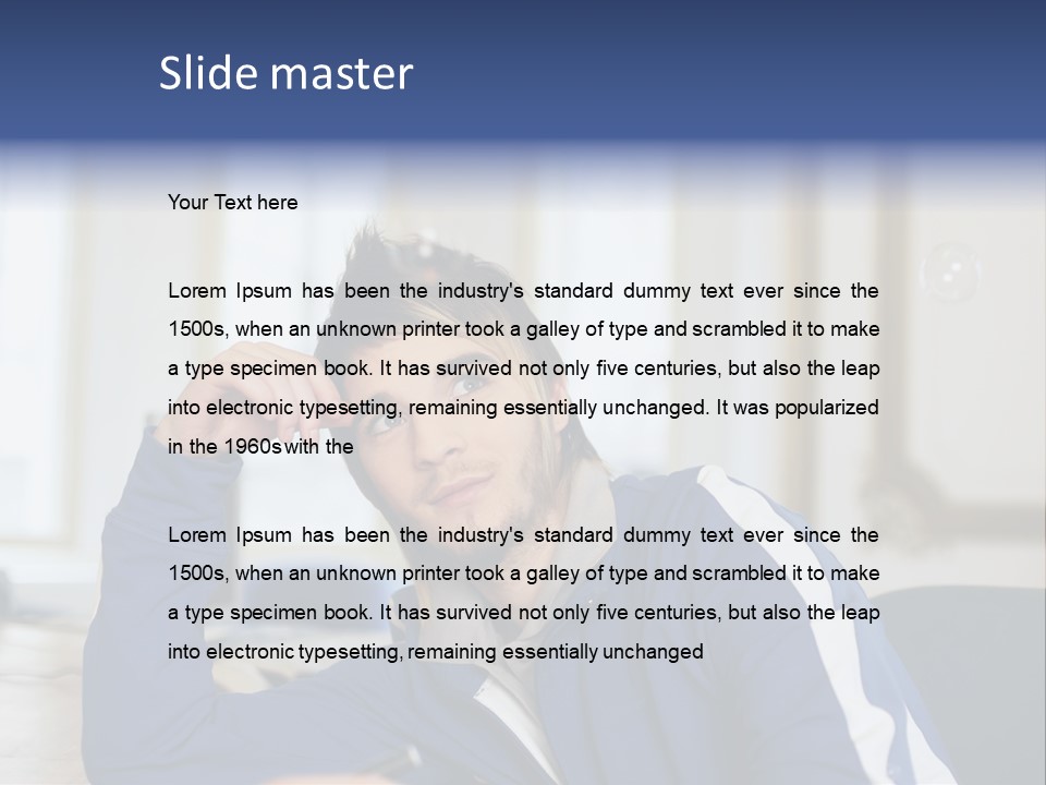 Man Looking At Floating Bubbles PowerPoint Template