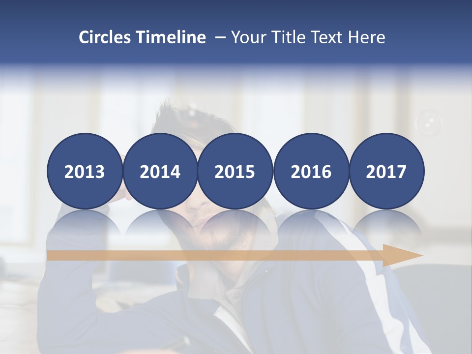 Man Looking At Floating Bubbles PowerPoint Template