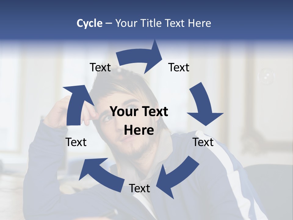 Man Looking At Floating Bubbles PowerPoint Template