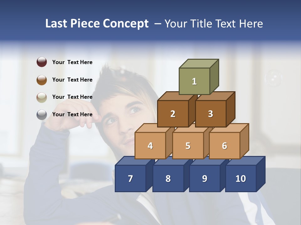 Man Looking At Floating Bubbles PowerPoint Template