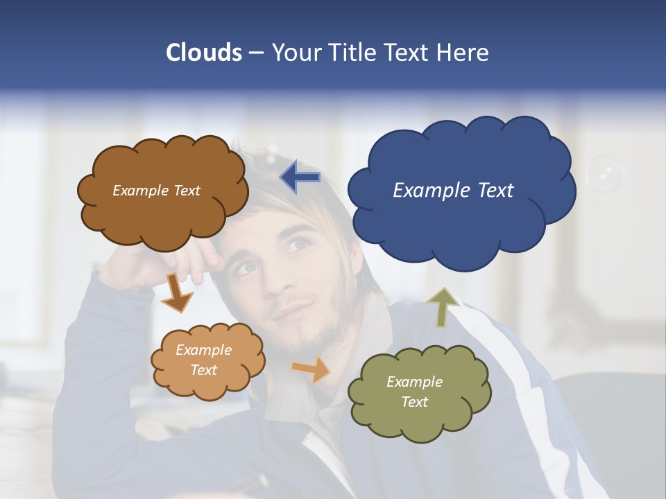 Man Looking At Floating Bubbles PowerPoint Template