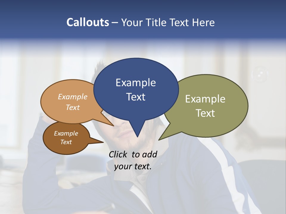 Man Looking At Floating Bubbles PowerPoint Template