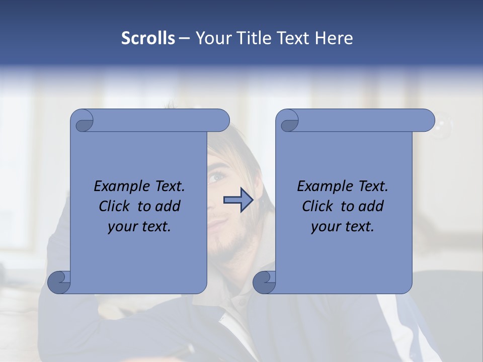 Man Looking At Floating Bubbles PowerPoint Template