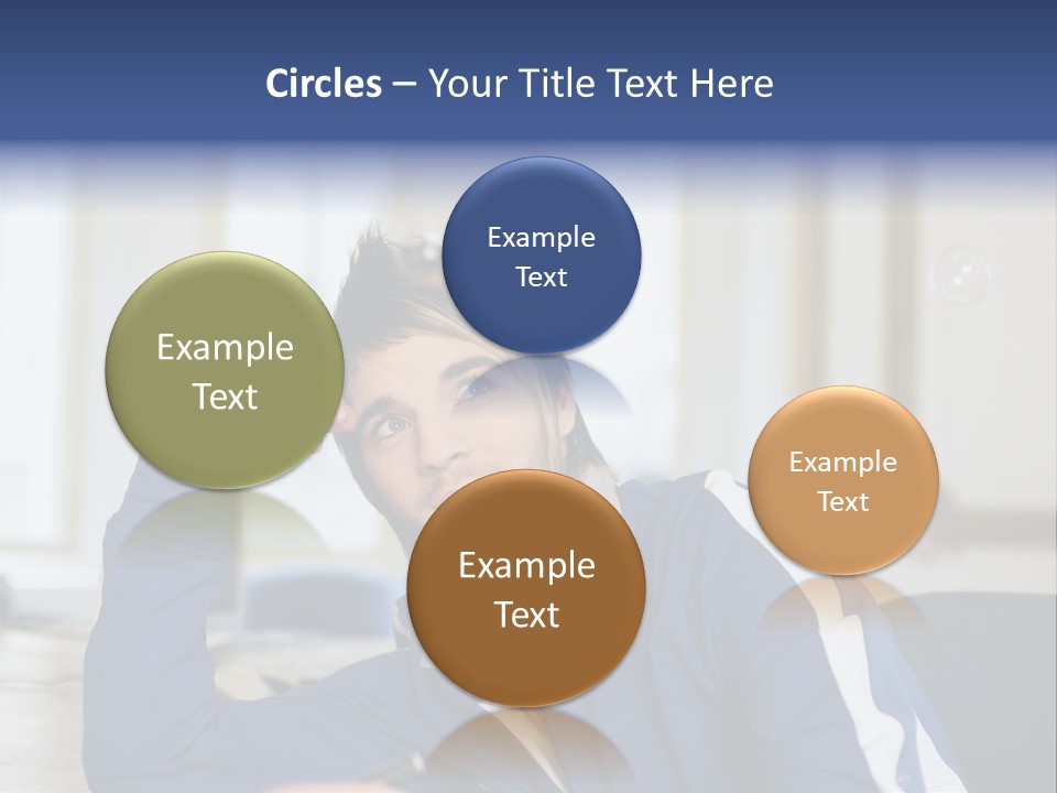 Man Looking At Floating Bubbles PowerPoint Template