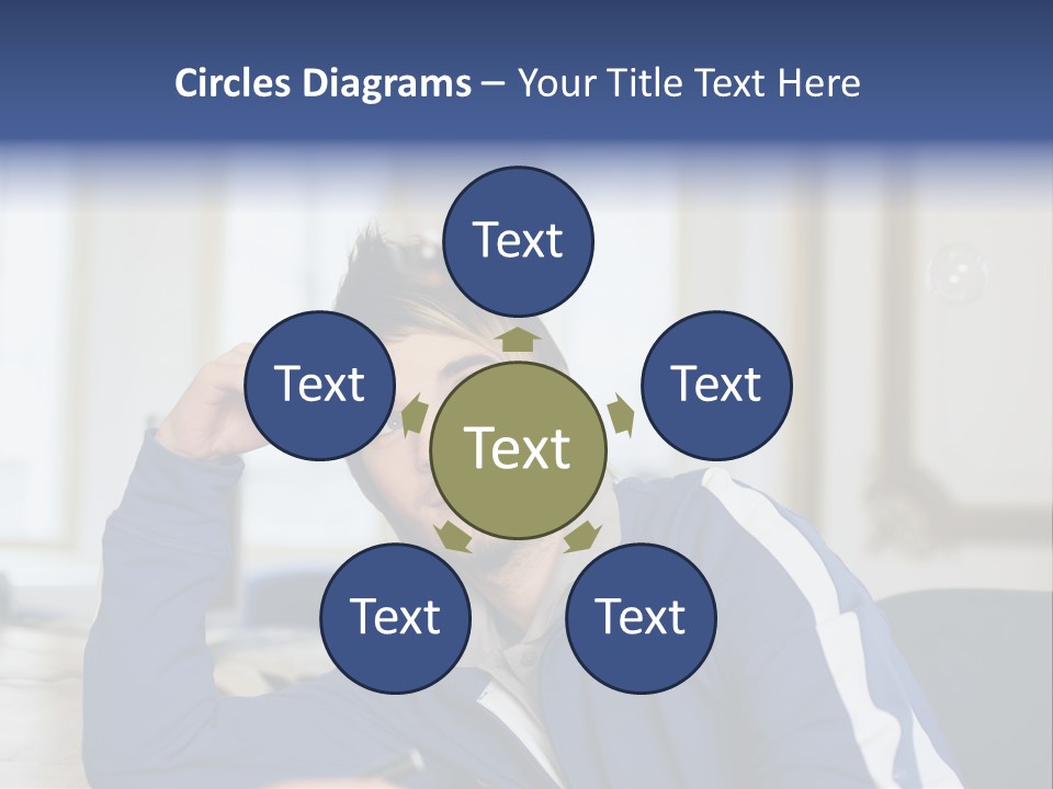 Man Looking At Floating Bubbles PowerPoint Template