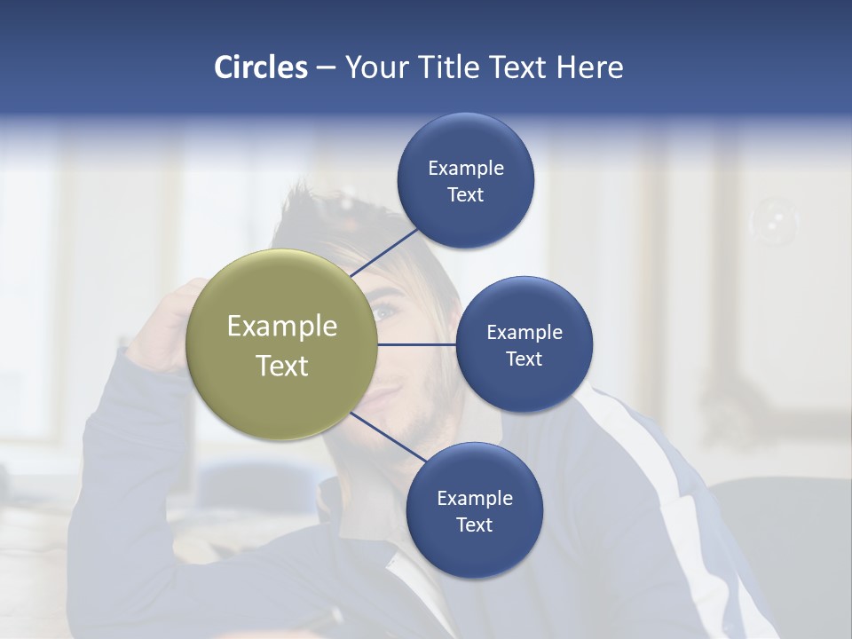 Man Looking At Floating Bubbles PowerPoint Template