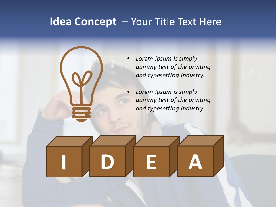 Man Looking At Floating Bubbles PowerPoint Template