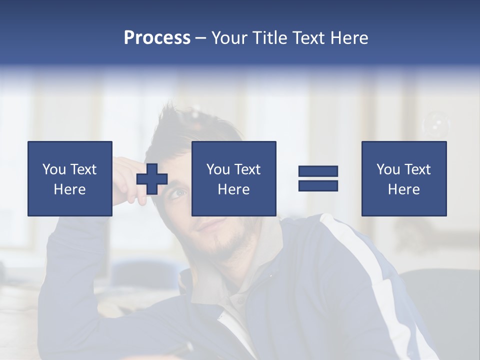 Man Looking At Floating Bubbles PowerPoint Template
