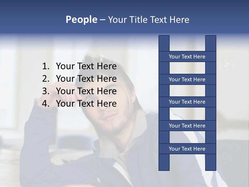 Man Looking At Floating Bubbles PowerPoint Template