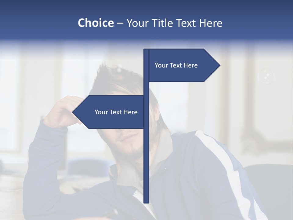 Man Looking At Floating Bubbles PowerPoint Template