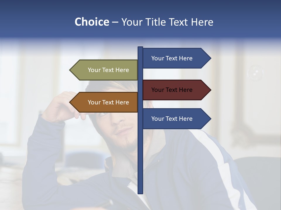 Man Looking At Floating Bubbles PowerPoint Template