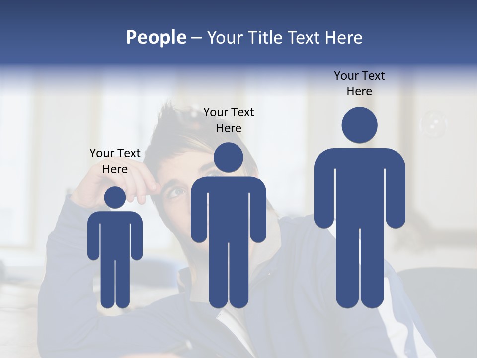 Man Looking At Floating Bubbles PowerPoint Template