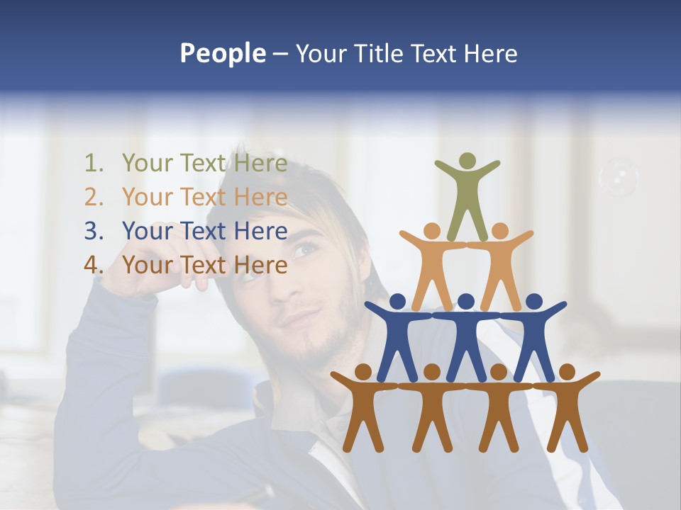 Man Looking At Floating Bubbles PowerPoint Template